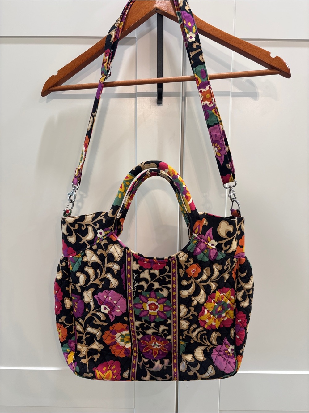 Vera Bradley Quilted Floral Tote Bag in Black and Multicolor